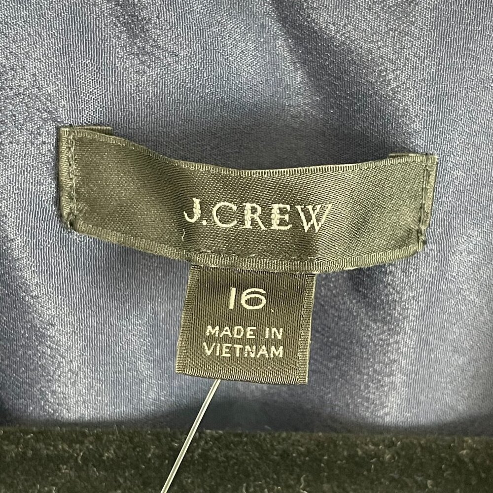 NEW J Crew Womens Plus 16 Navy Shift Dress With Necktie in 365 Crepe Long Sleeve - Picture 6 of 16